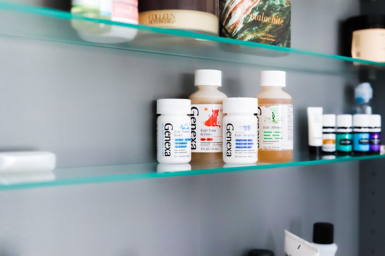 Medicine Cabinet Ideas by popular Atlanta lifestyle blog, City Peach: image of Gneexa medicine products in a medicine cabinet. 