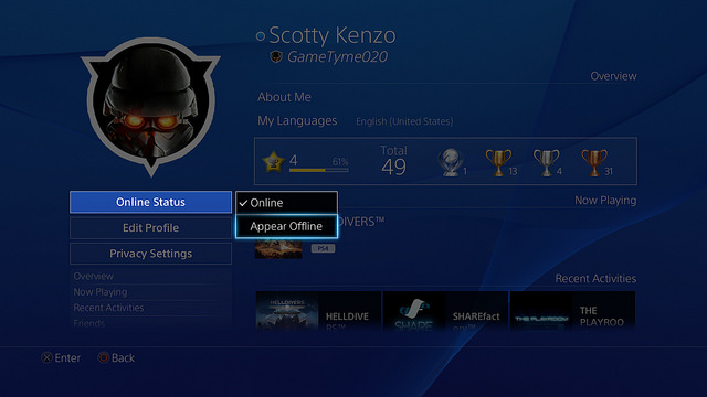 PS4 System Software 3.50 - Appear Offline