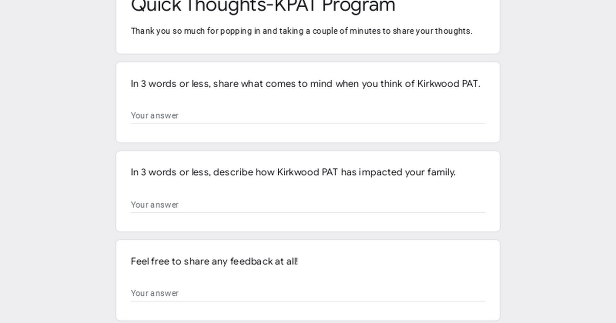 Quick Thoughts-KPAT Program