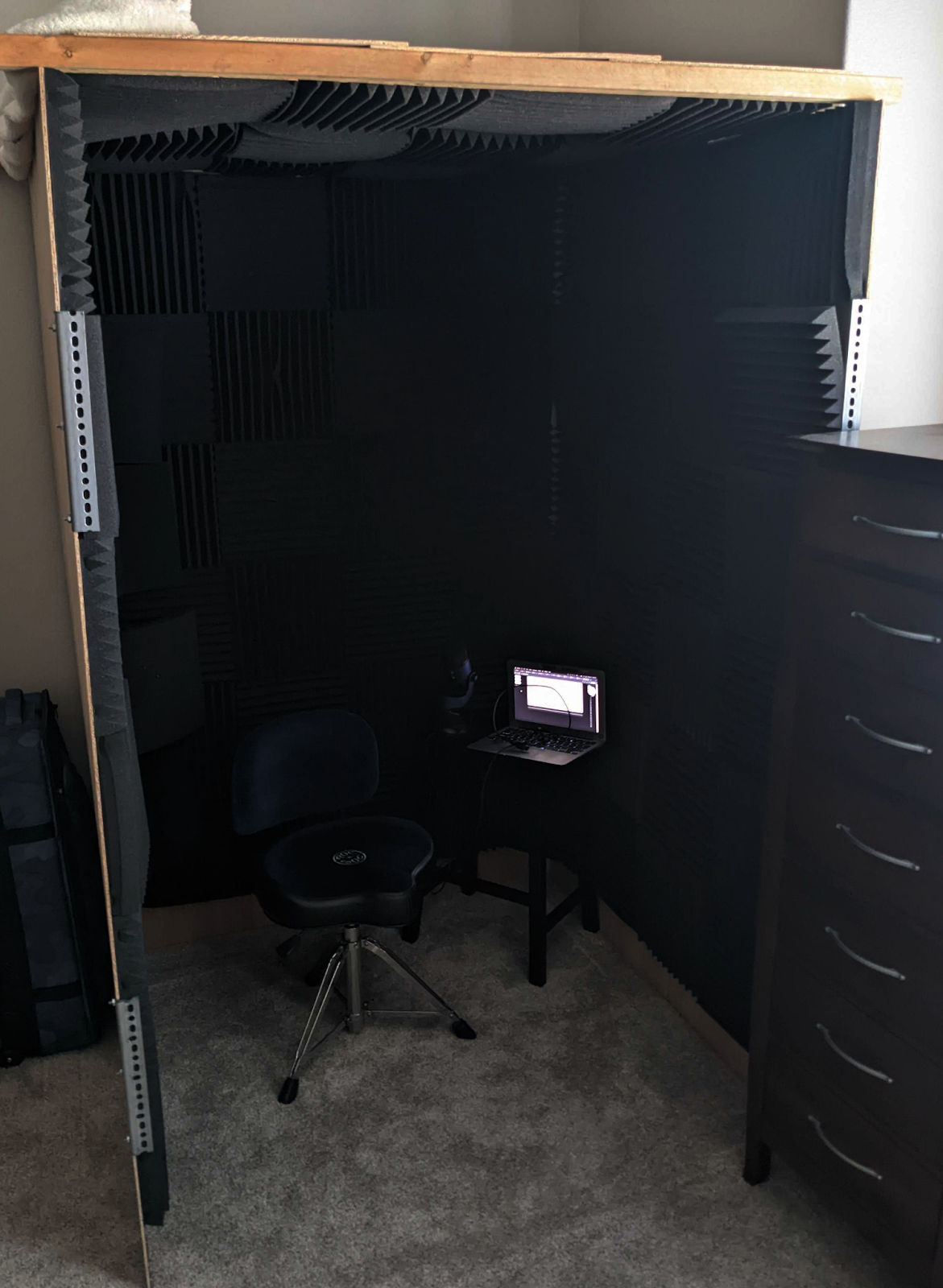 a dark padded room to record text to speech voice