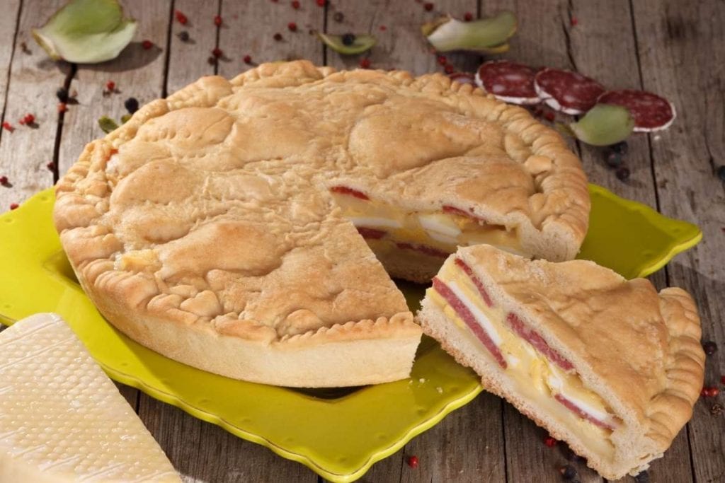 Pizza Chiena, typical Easter food from Italy made with cured meat, cheese and egg