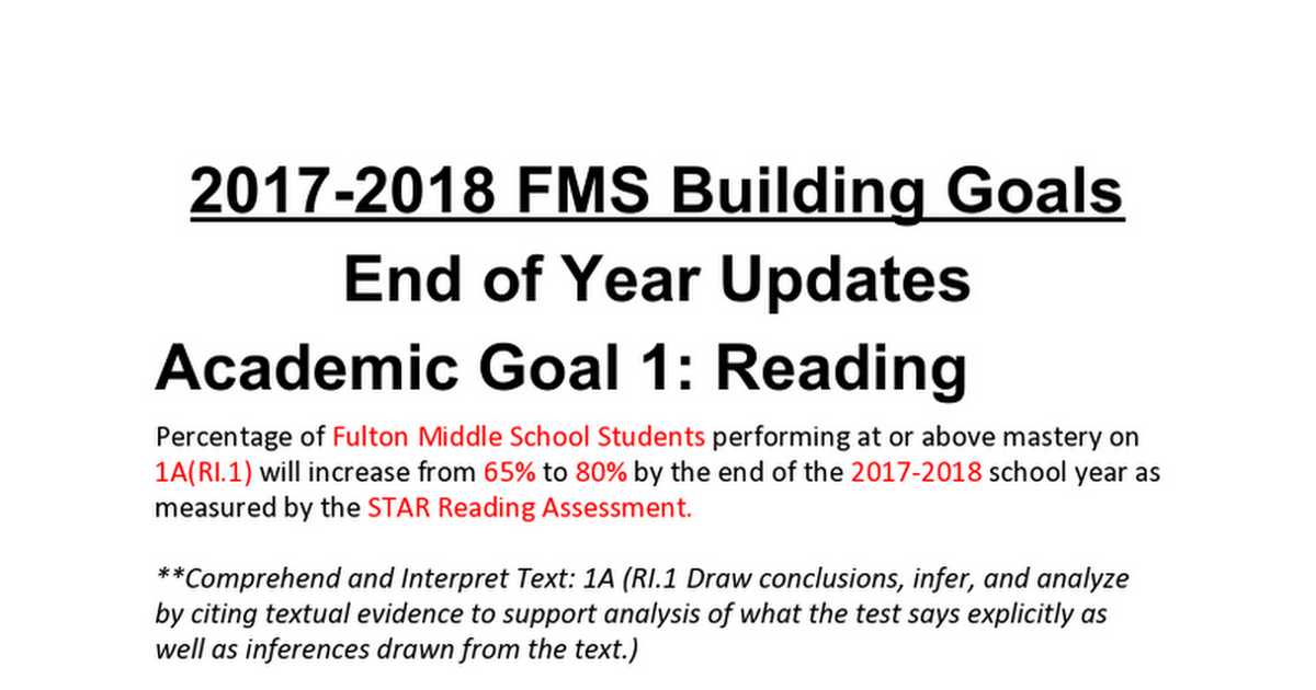 2017-2018 FMS Building Goals