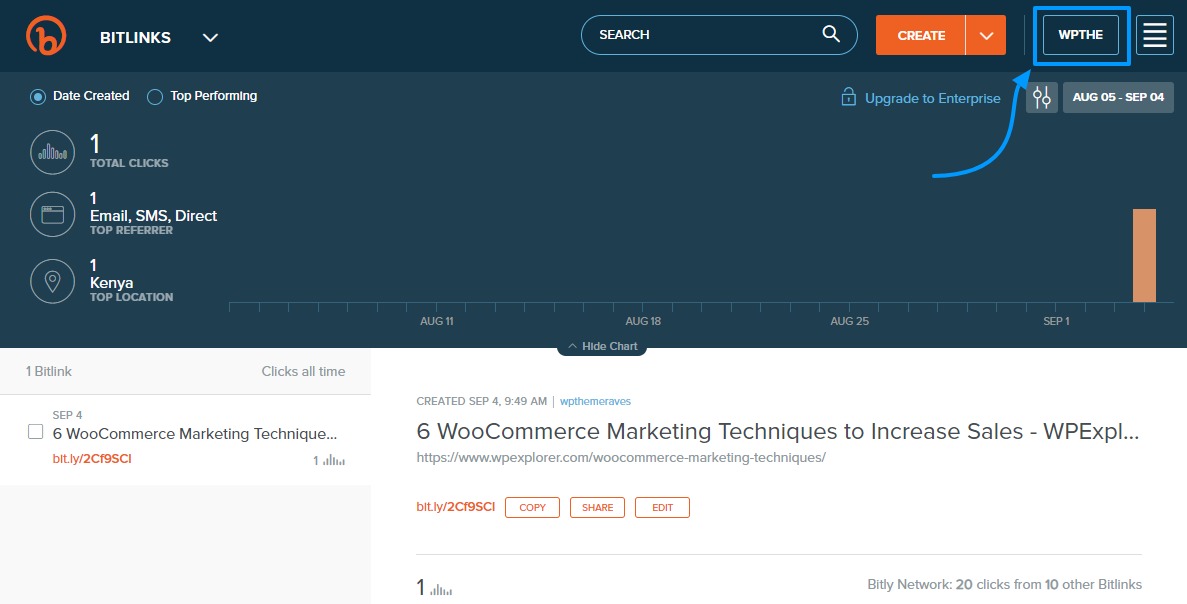 adicionando URLs curtos de marca em bitly