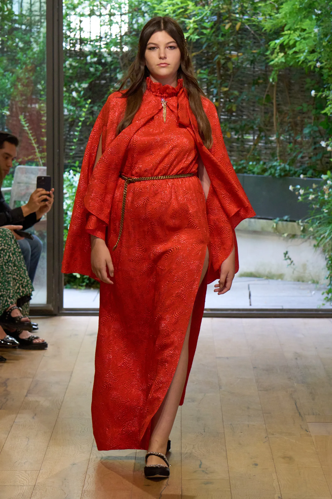 Model rocks red dresses for Julie De Libran  at the Paris Fashion Week Haute Couture
