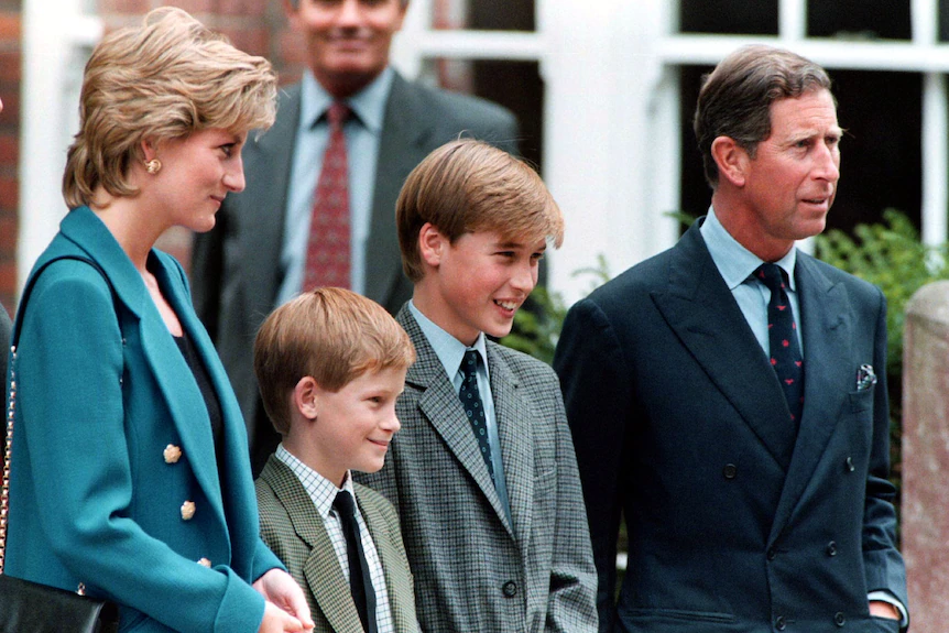 The Princess Diana with Sons and Husband