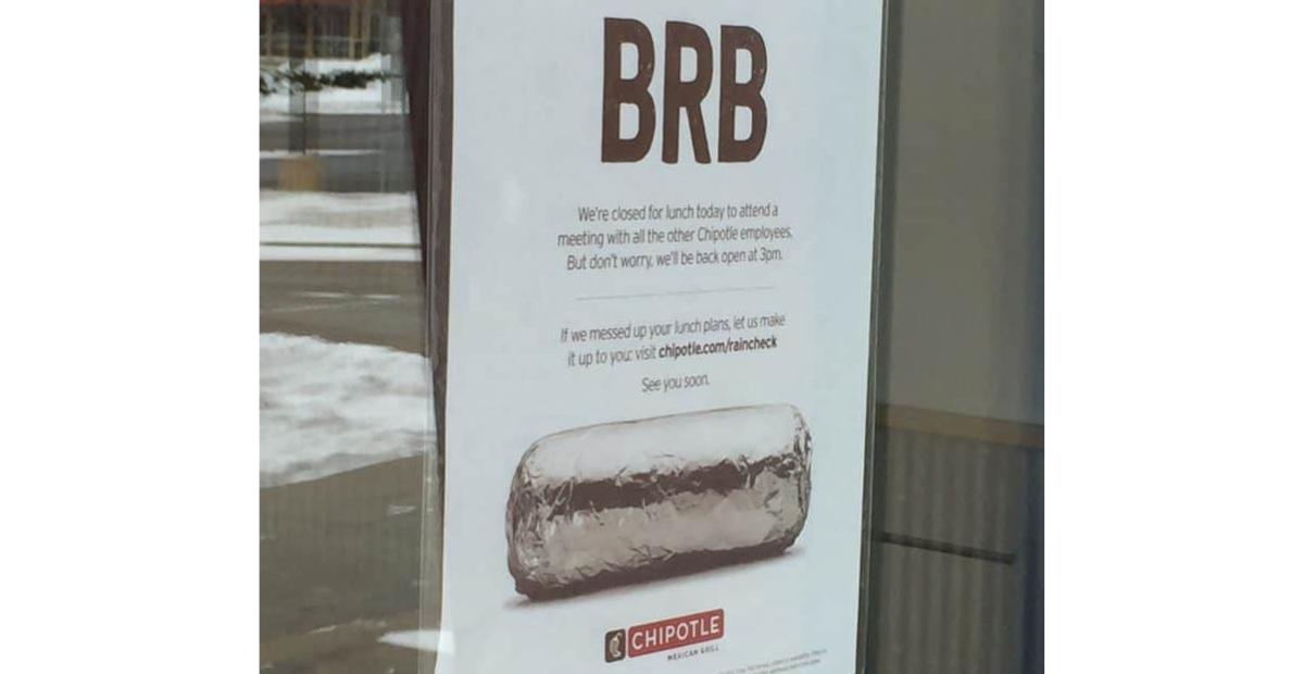 Chipotle | Door banner showing a marketing campaign by the food company Chipotle