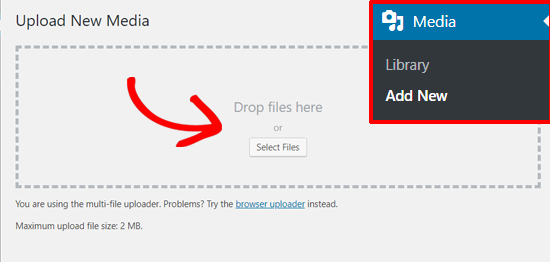Adicionar nova mídia ao WordPress