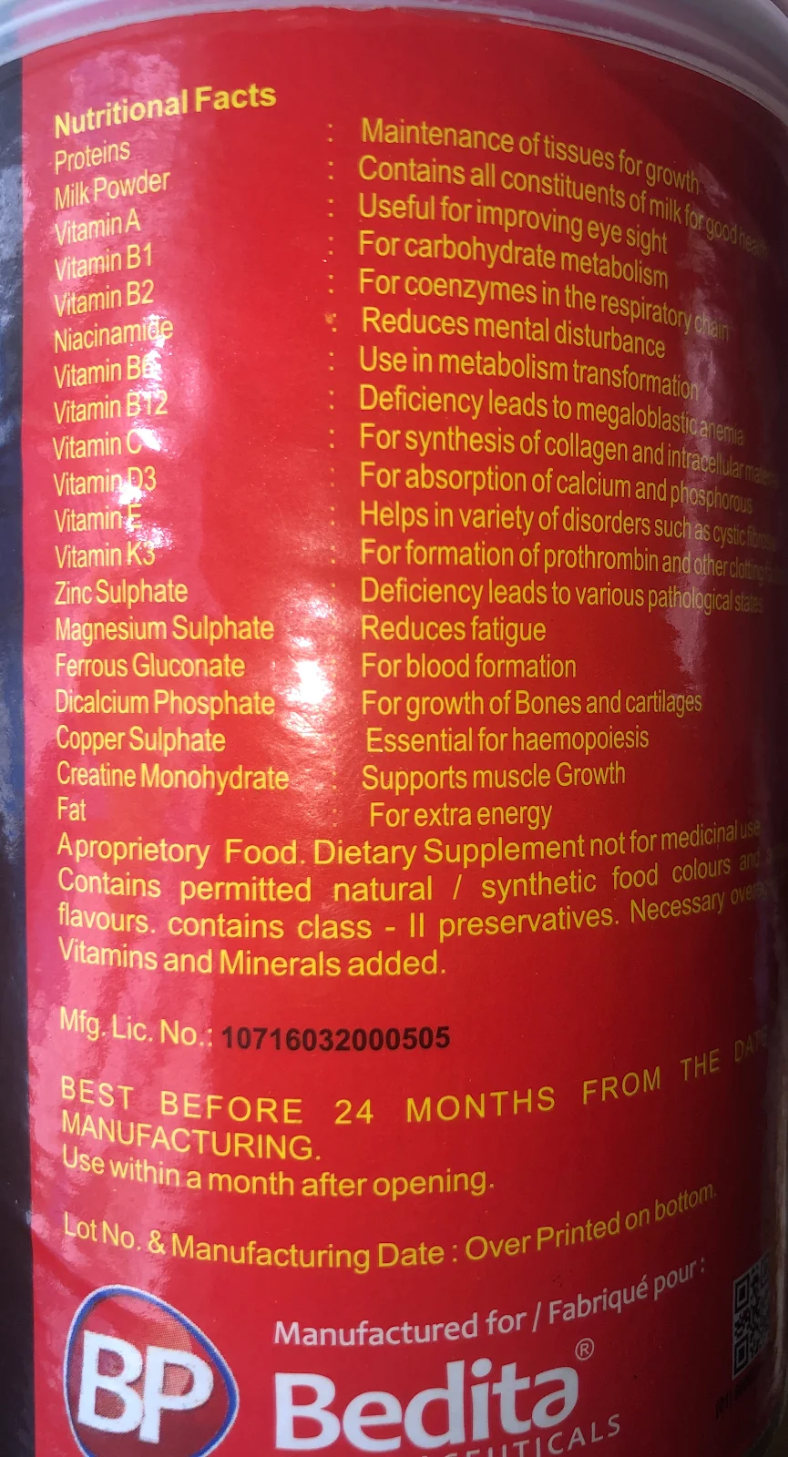 Benefits and Nutritional Fact of RonVit Body