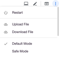 Upload File and Download File options available in the More menu dropdown