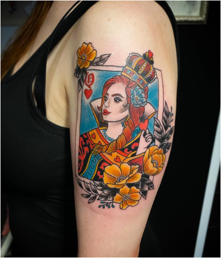 Painted Queen Of Hearts Tattoo