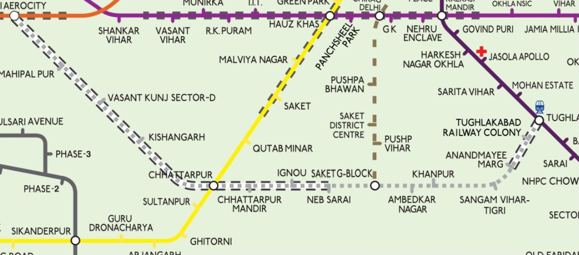 Map Of The Delhi Metro Silver Line 