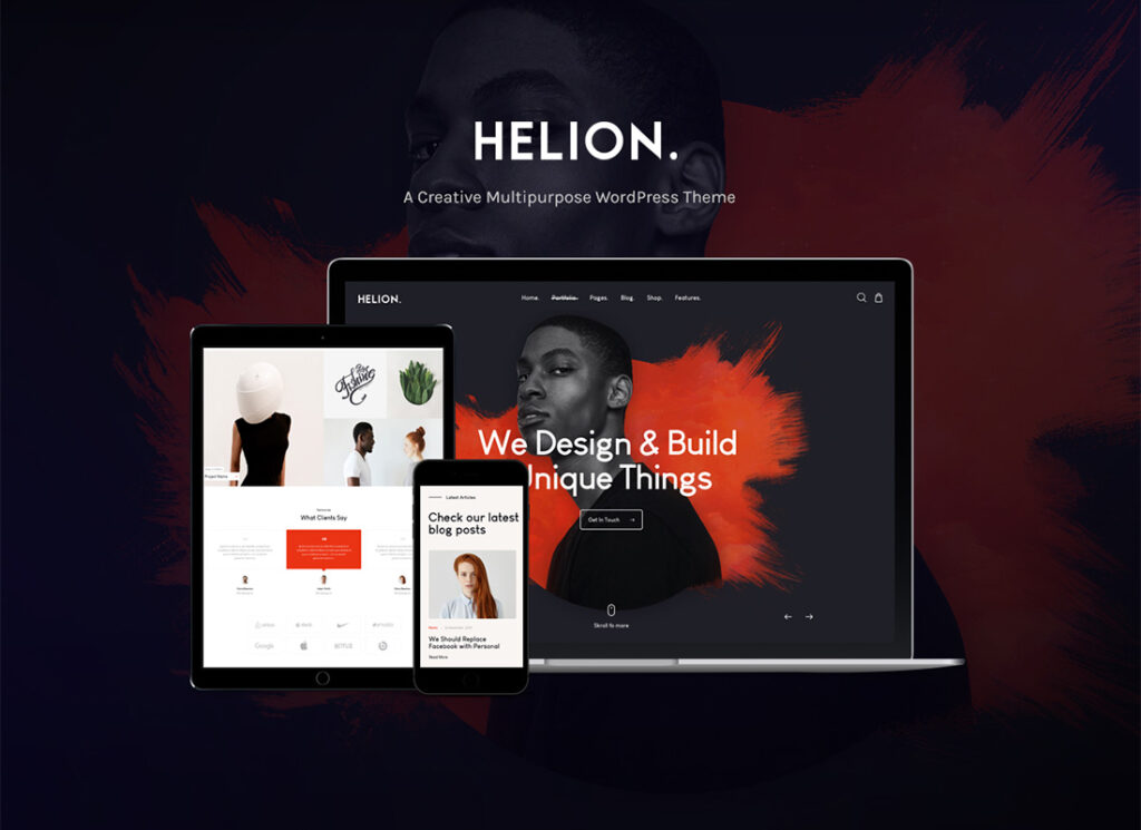 Helion |  Portafolio Creativo Personal Tema WordPress + Tienda