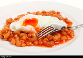 Image result for a plate with baked beans and eggs