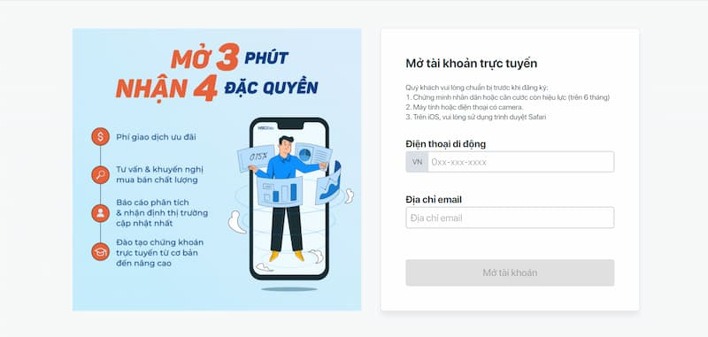 Mở 3 phút nhận ngay 4 ưu đãi