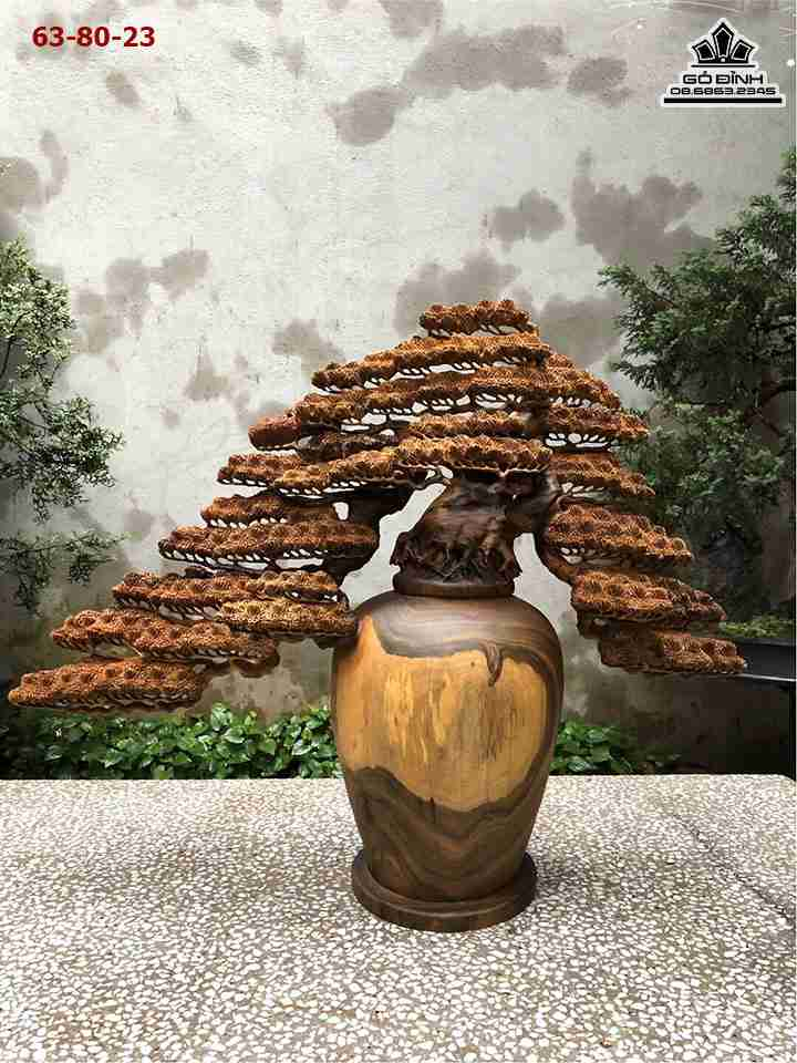 Bình Bonsai gỗ - tác phẩm sống động, hài hòa