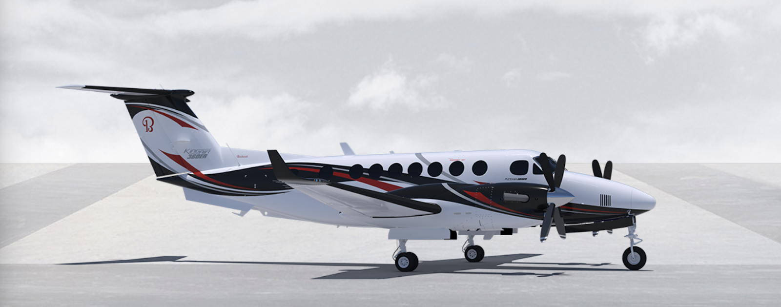 Digital side view of a King Air aircraft.
