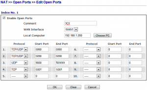 Go to the first free position in the <b>“Open Port”</b> menu, and configure.
