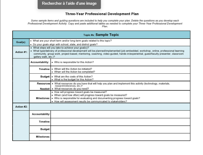 sample of a professional development plan