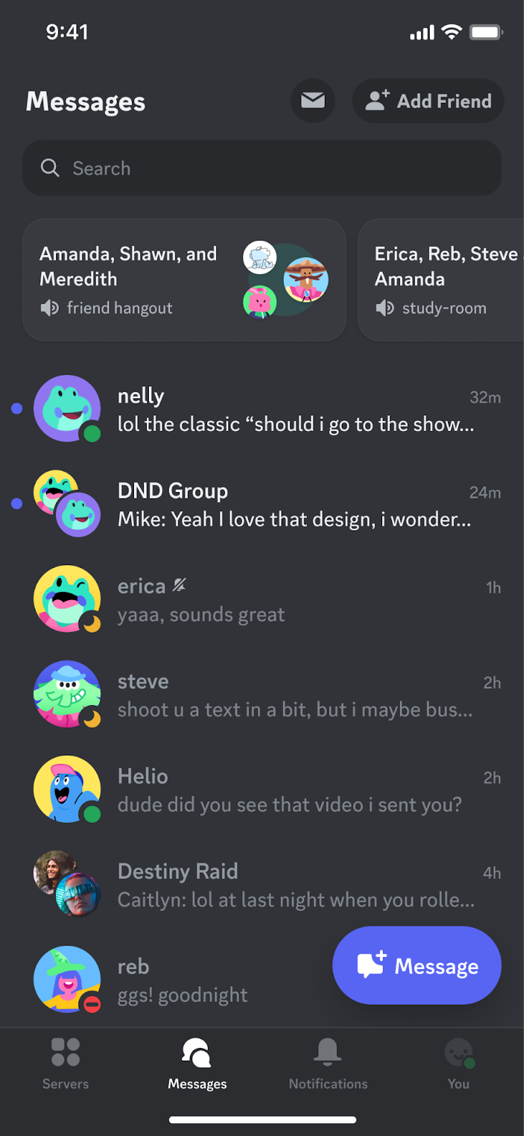 Neues Layout für die MobilApp Discord