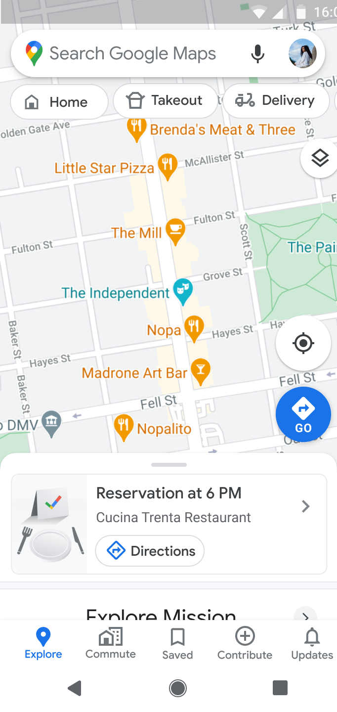 Immagine di Google Maps con l'opzione di prenotazione dall'app.