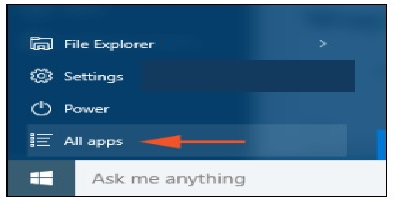 All Apps button in Windows 10
