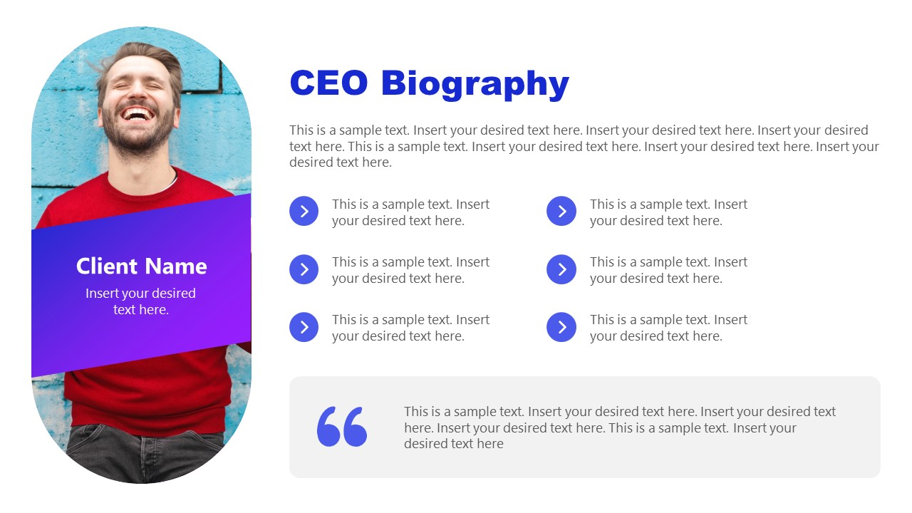 Powerpoint biography slide example