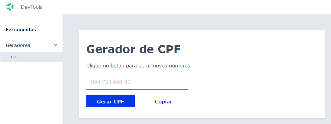 Gerador de CPF ferramentas para desenvolvedores