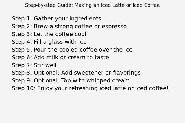 Step-by-step image of making an iced latte or iced coffee