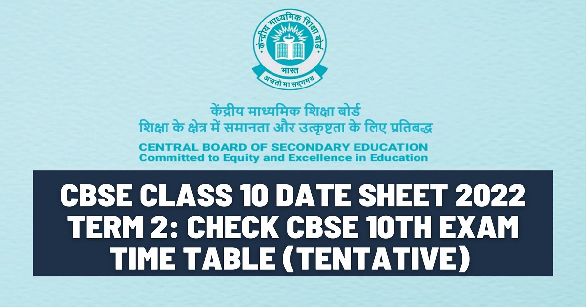 CBSE Class 10th Term 2 Datesheet