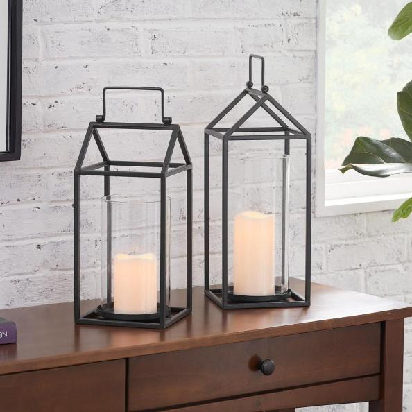 StyleWell Black Metal and Glass Candle Hanging or Tabletop Lantern (Set of  2)-M180153/1Q2XXA - The Home Depot