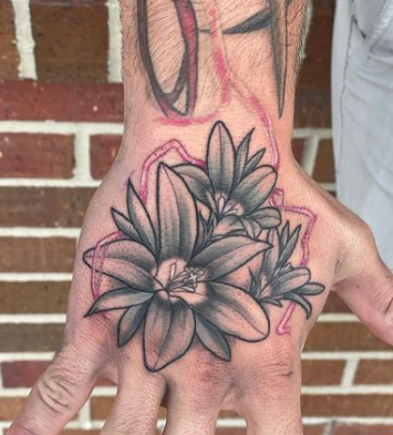 Campanulas Flower Men Badass Hand Tattoo