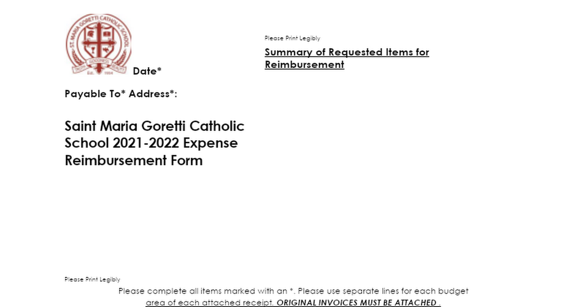 Expense Reimbursement Form 2021-22