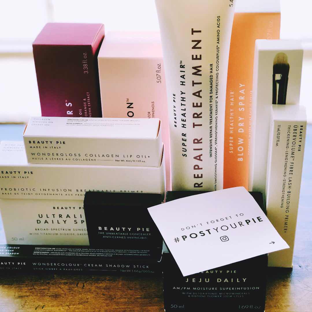 Beauty Pie Membership shipment includes luxury skincare products
