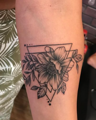Flower Filled Triangle Acceptable Tattoo 