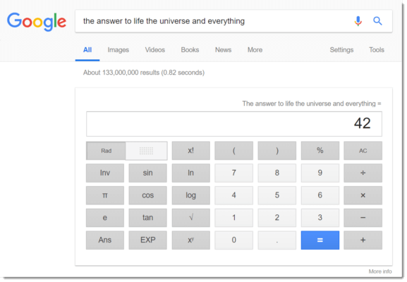 Google Easter egg: the answer to life the universe and everything