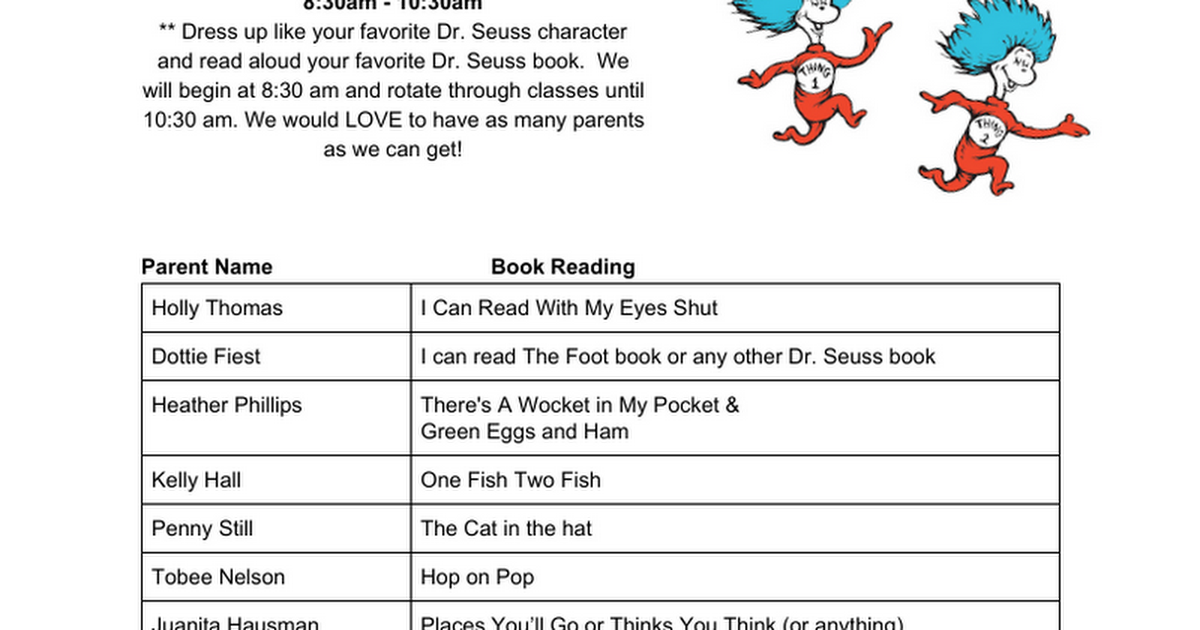 Dr. Seuss Day Read Aloud