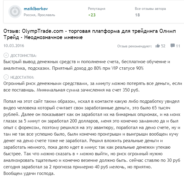 Детальный обзор Olymp Trade: торговые условия брокера и отзывы клиентов