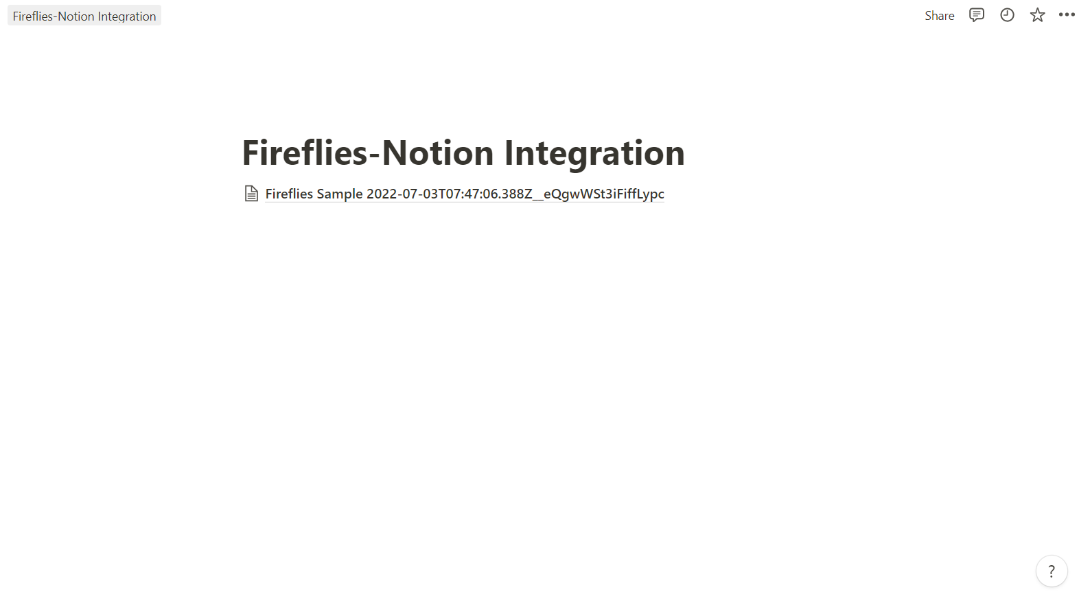 Sample file inserted in Notion