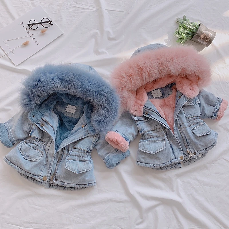 Oversized Denim Hooded Winter Coat Jacket