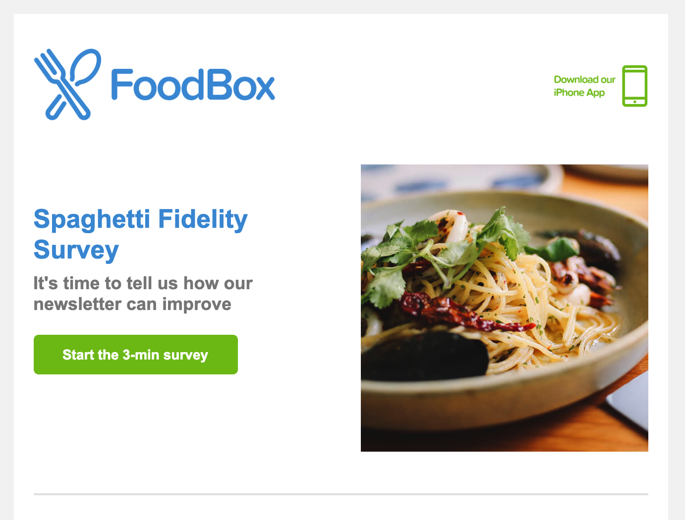 Food Box welcome email. 