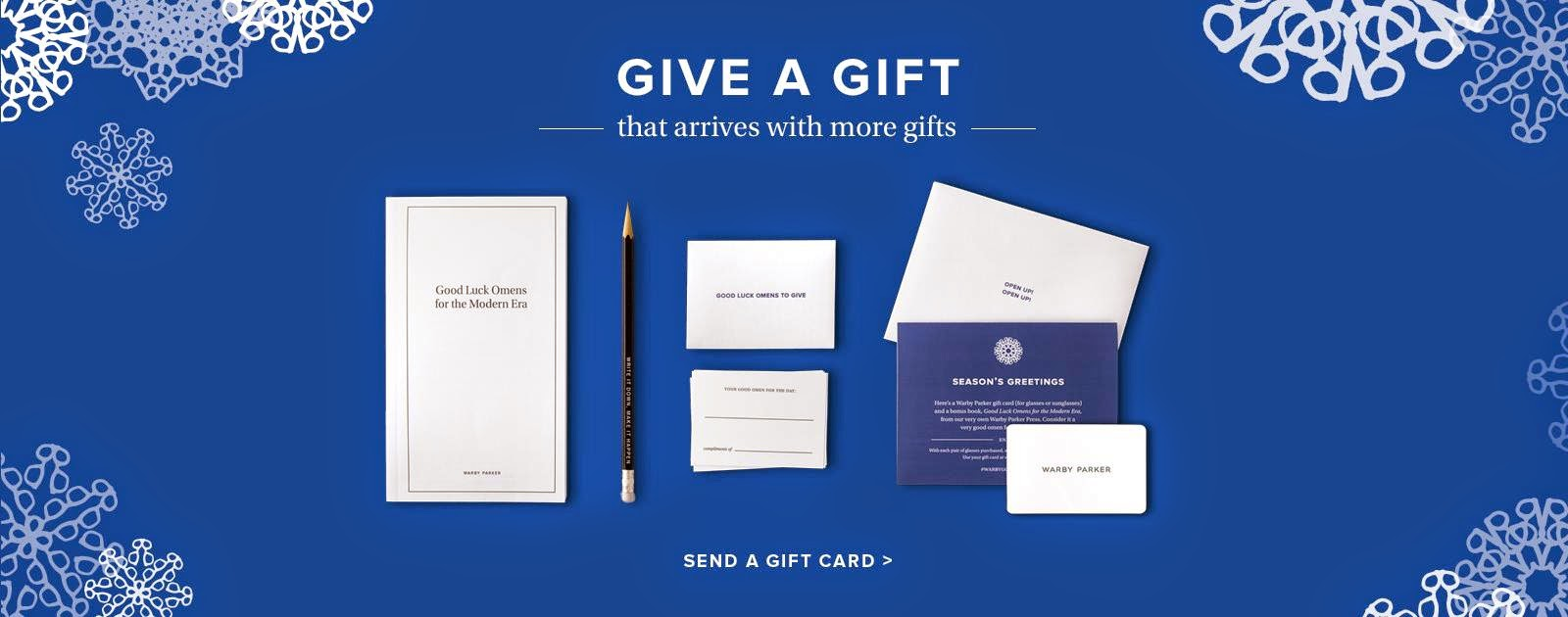 Warby Parker branded books for seasonal gifting activity in store