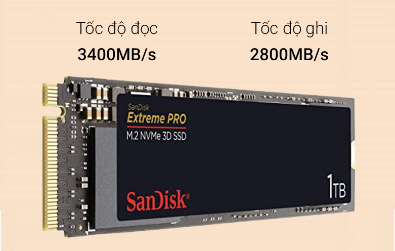 Ổ cứng gắn trong/ SSD SanDisk Extreme PRO 1TB M.2 NVMe 3D (SDSSDXPM2-1T00-G25) | Hiệu suất hoạt động vượt trội
