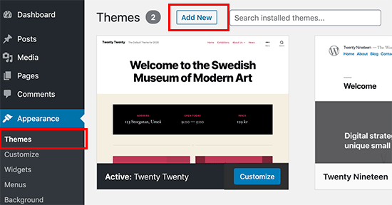 Adicionar novo tema na área de administração do WordPress