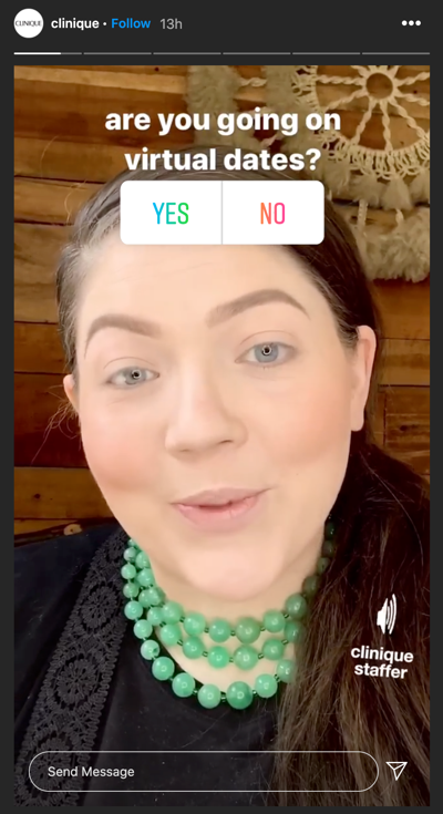 Clinique Instagram story.