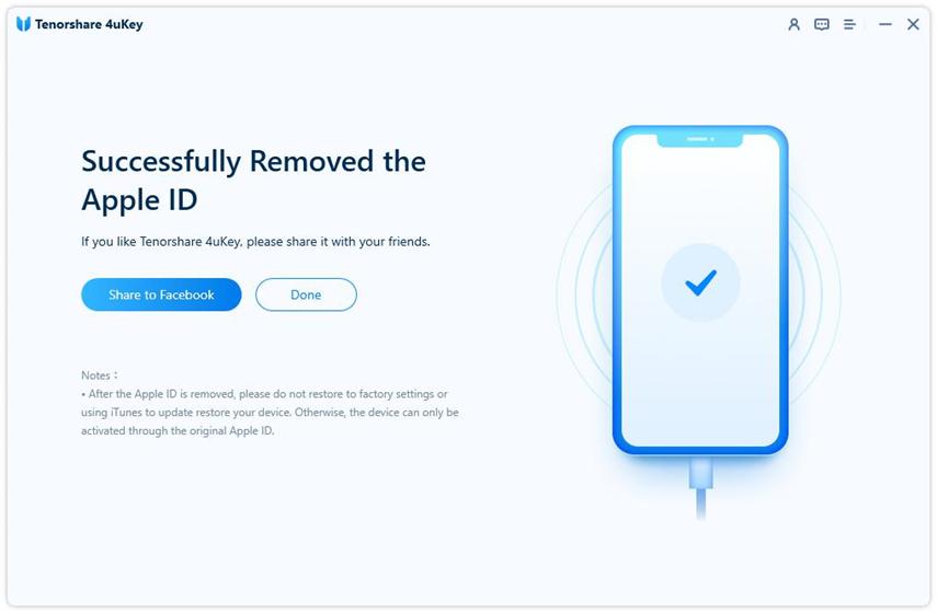 remove apple id successfully