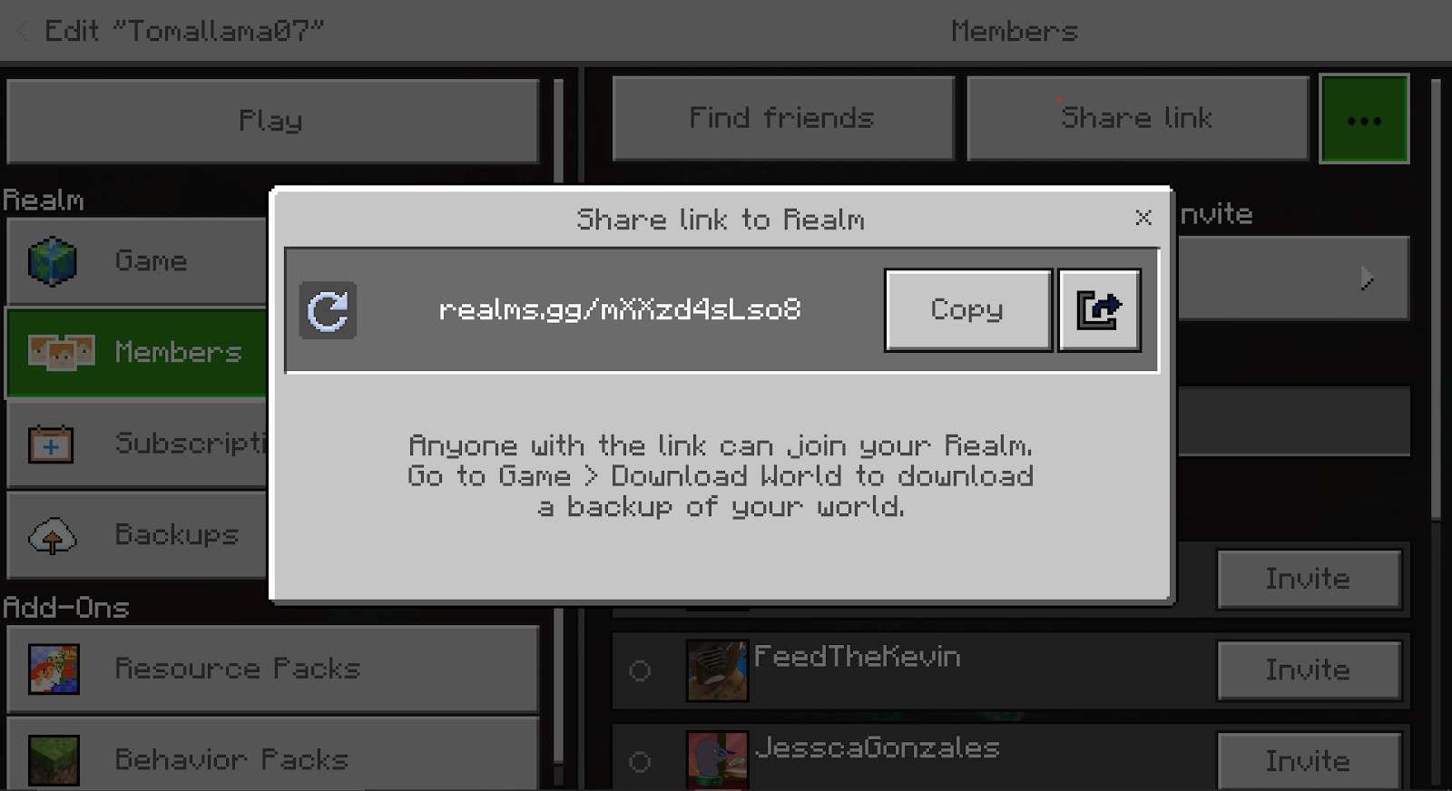 Share a link to realm