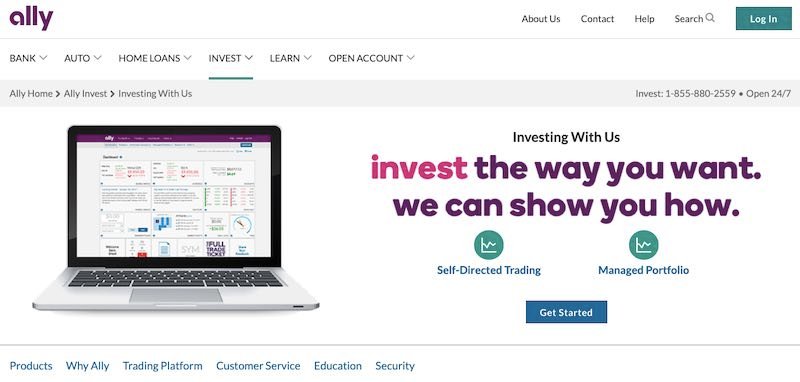 Ally Invest Home Page