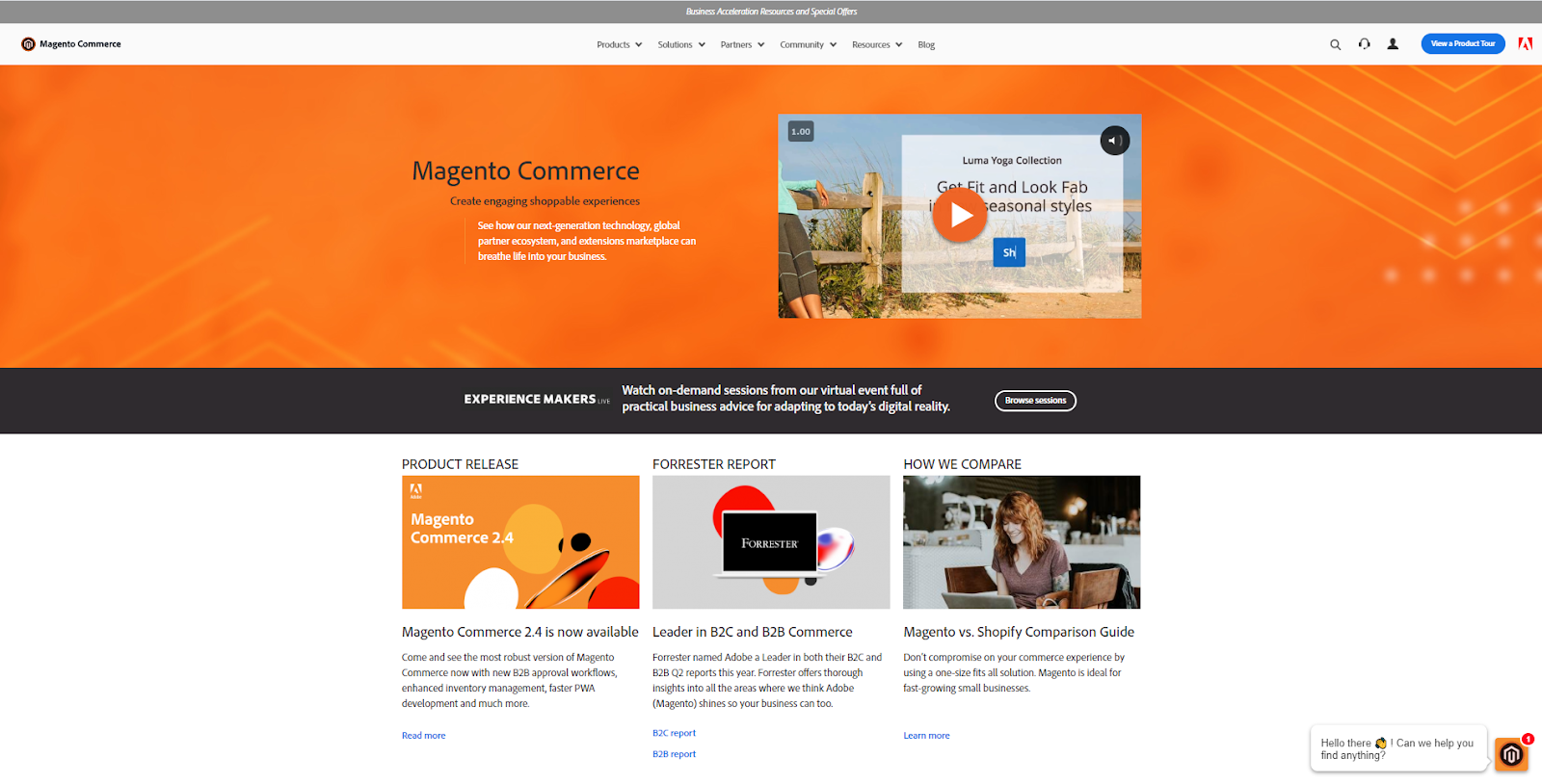 screenshot of Magento homepage