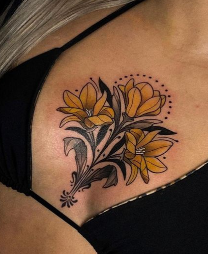 Magnolias Chest Tattoo 