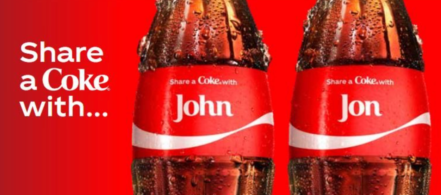 Coca Cola a share a coke ad example